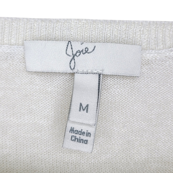 Joie White, Pink & Navy Striped Long Sleeve Linen Crew Neck Knit Sweater - Picture 8 of 8